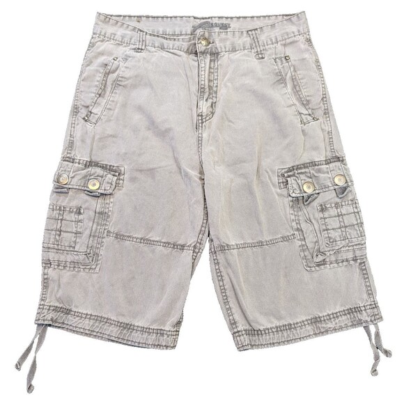Request Jeans Men’s Gray Cargo Shorts Multi Pocket & Buttons 32 x 12 - Picture 1 of 7